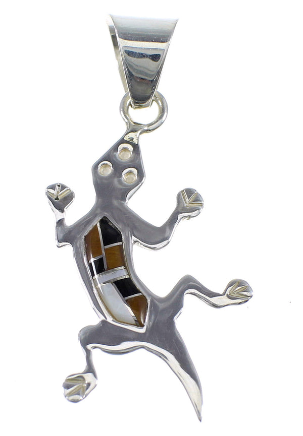Multicolor Genuine Sterling Silver Southwestern Lizard Pendant YX51776